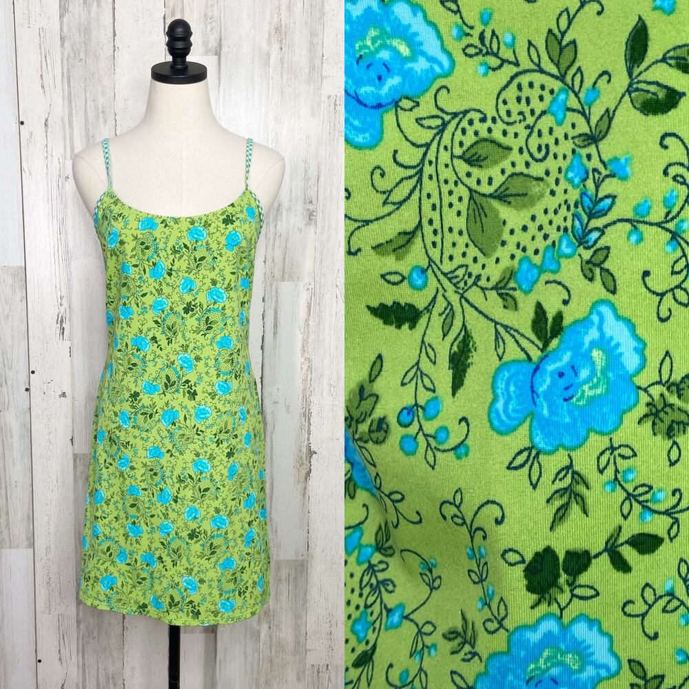 Vintage Victoria's Secret Swim Coverup Green Blue Floral Y2K Beach Vacay Size M